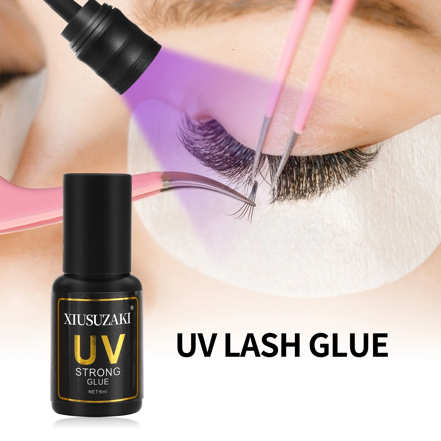 XIUSUZAKI 6ml UV Lash กาวสําหรับขนตา 1 S กาว UV โปร่งใส False Lash กาวแต่งหน้าเครื่องมือซัพพลายเออร์ความงาม