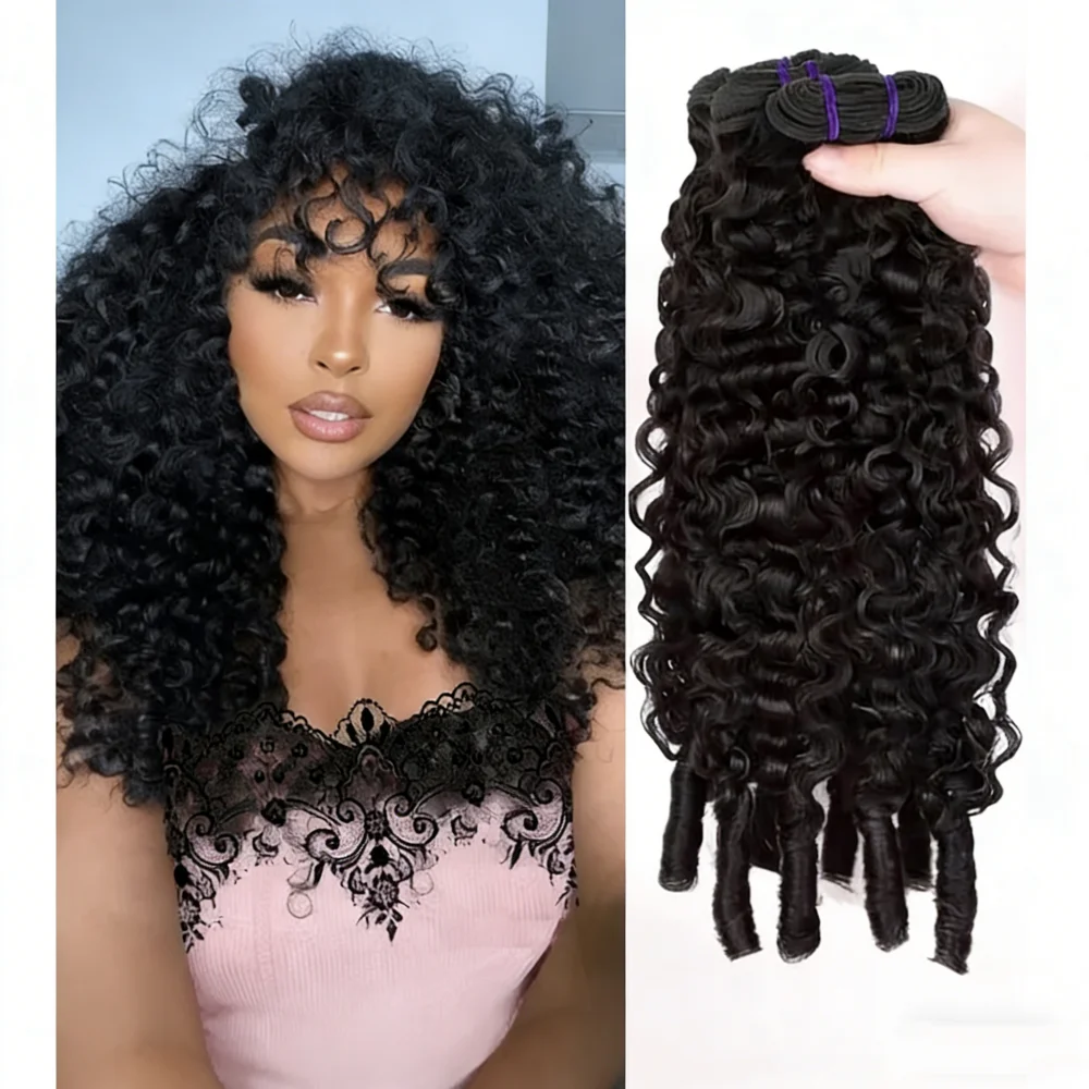 Frolo 15A Bundles de Cheveux Bouclés Birmans 100% Naturels, Extensions de Cheveux Humains Bruts Non Traités Pix Curly, 1/3/4 Pièces