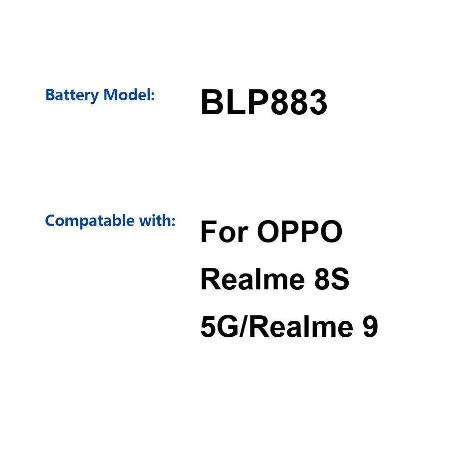 

5000Mah High-Capacity BLP883 Long-Lasting For Oppo Realme 8S 5G 9 Mobile Phone Battery