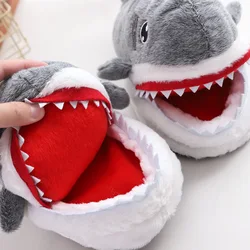 Big Mouth Shark Slippers Home Women fluffy Fur Slides Kawaii Winters Sharks Shoes Ladies Soft Plush Animal Roomy Shoes