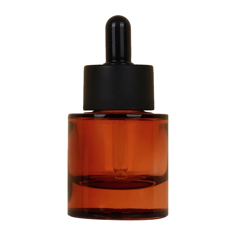 30ml Thick Glass Dropper Bottle Brown Green Amber Round Empty Refillable Bottle Essential Oils Eye Drop Pipettes Cap for Travel