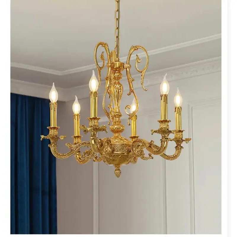 

Copper Luxury Pendant Classic Decora Country Style Modern Chandelier For Home D63cm H55cm Candle Style Lighting Home Decoration