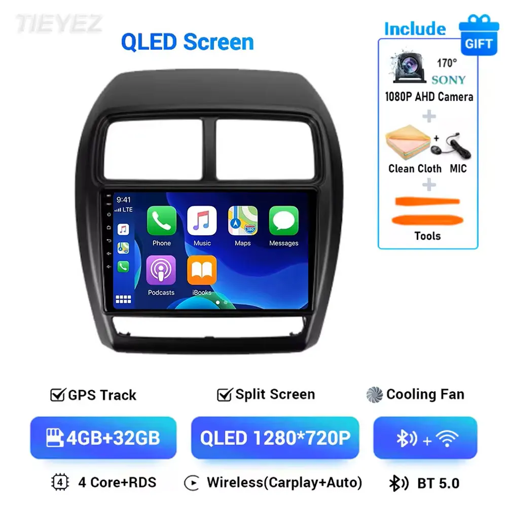 Voor Mitsubishi ASX 1 2016-2023 Android 15 Linksgestuurde Carplay Auto GPS Autoradio Navigatie Multimedia Video speler 4G BT
