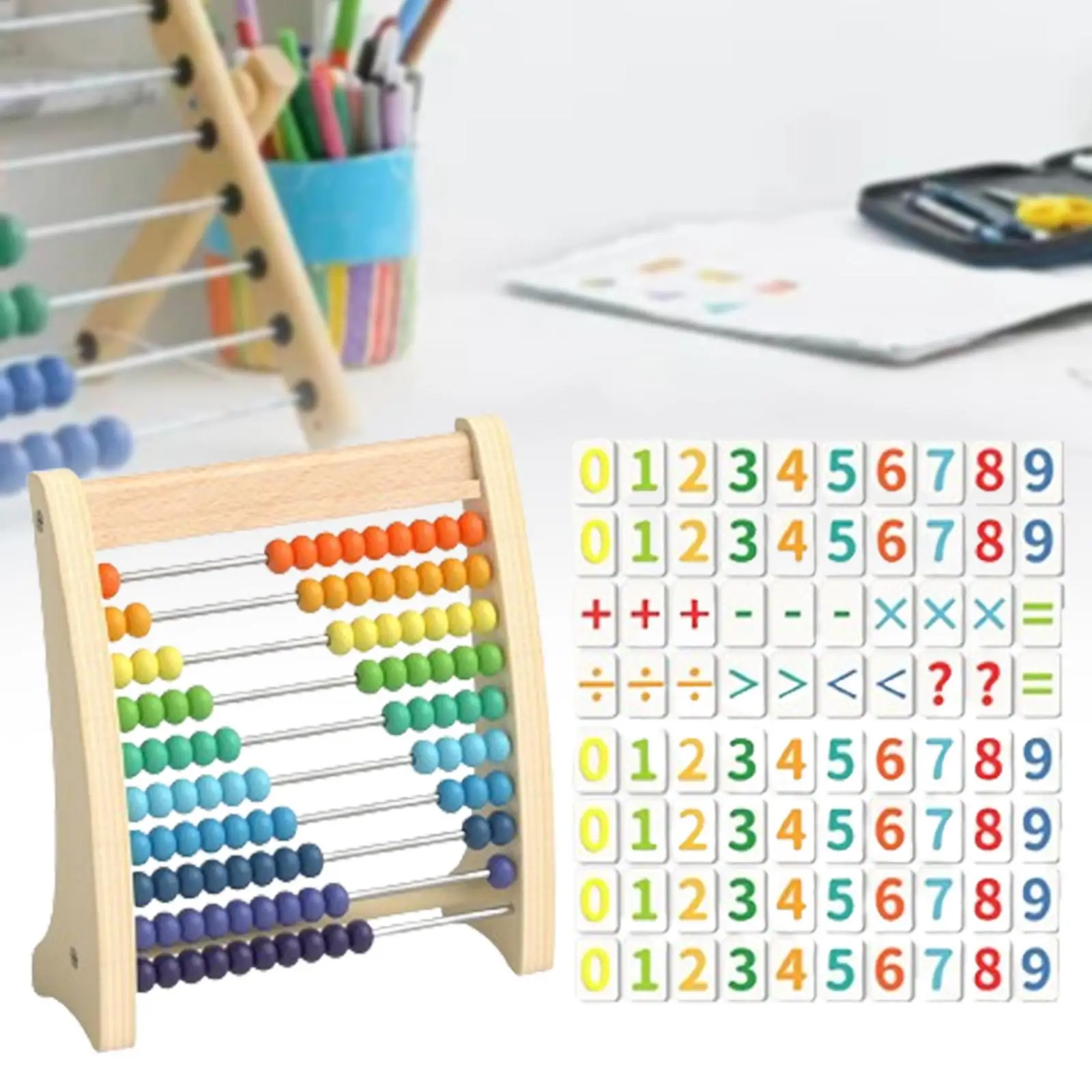 Juego de diez marcos de ábaco de madera colorido manipuladores matemáticos para niñas niños niños