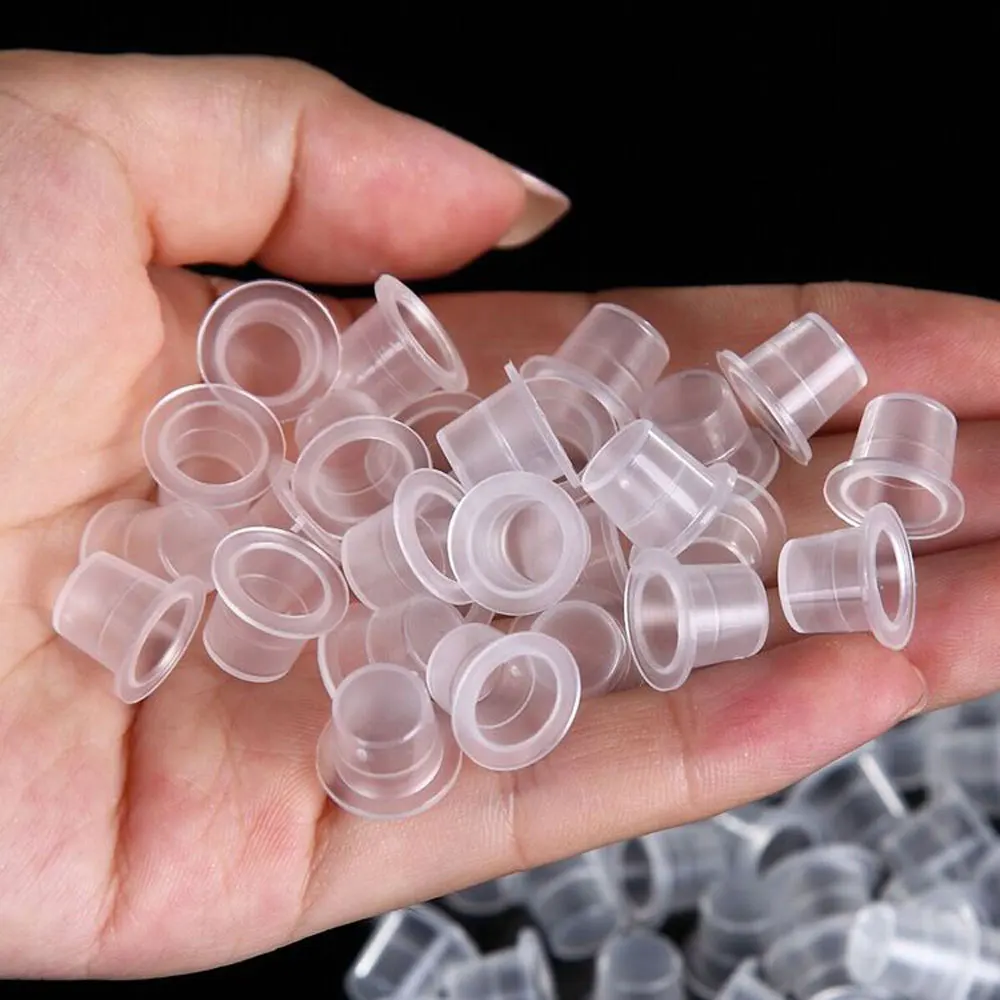 100pcs Transparent Tattoo Pigment Cups Large Medium Small Ink Holder Container Cap Eyebrow Microblading Tattoo Accessories