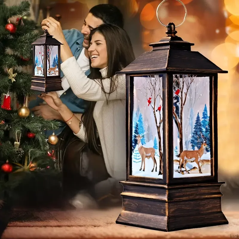 1-4PCS Weihnachten Santa Laterne Wind Lichter Elch Schneemann Dekorationen Nacht Lichter Desktop Frohe Weihnachten Dekoration für Zuhause