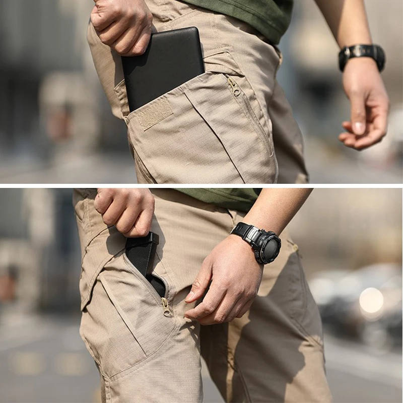 Cargo Pants Men Casual Tactical Trousers Large Side Pockets Abrasion Scratch Resistant Male Pant Outdoor Traning Hiking Pants