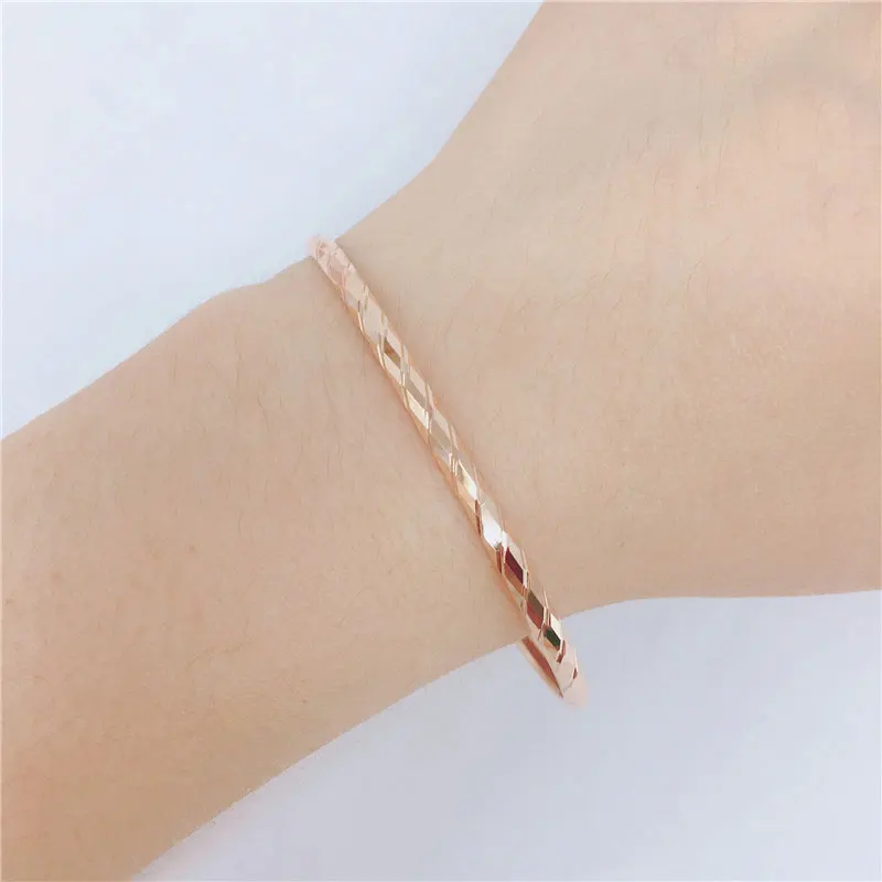 Kreative mode neue in 585 Lila Gold funkelnden boucle armreifen für frauen Überzogene 14K Rose Gold armband hochzeit schmuck geschenk