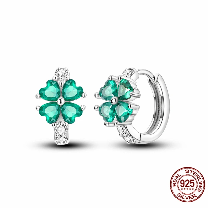 

High-quality S925 sterling silver earrings, women's four-leaf clover earrings, anniversary and wedding jewelry gifts.