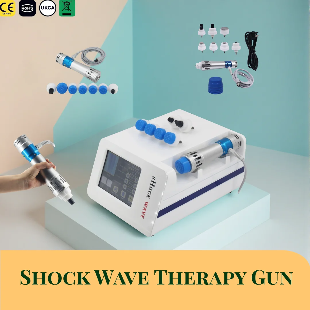 Portable Shock Wave Therapy Gun, 5 Bar Air Pressure Ballistic Deep Tissue Massager for Pain Relief & Physiotherapy Massage CE