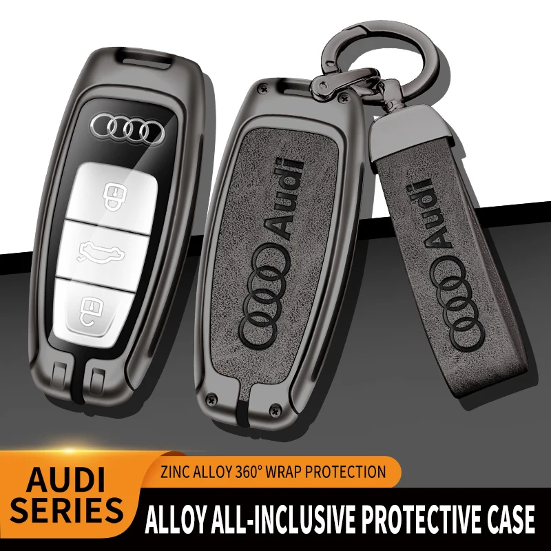 Car Zinc Alloy Key Case Key Chain Metal Key Shell For Audi Q8 RSQ8 A6 S6 RS6 A7 S7 RS7 A8 A7L RS E-tron GT Q4 Q5 e-tron Q6 Q7