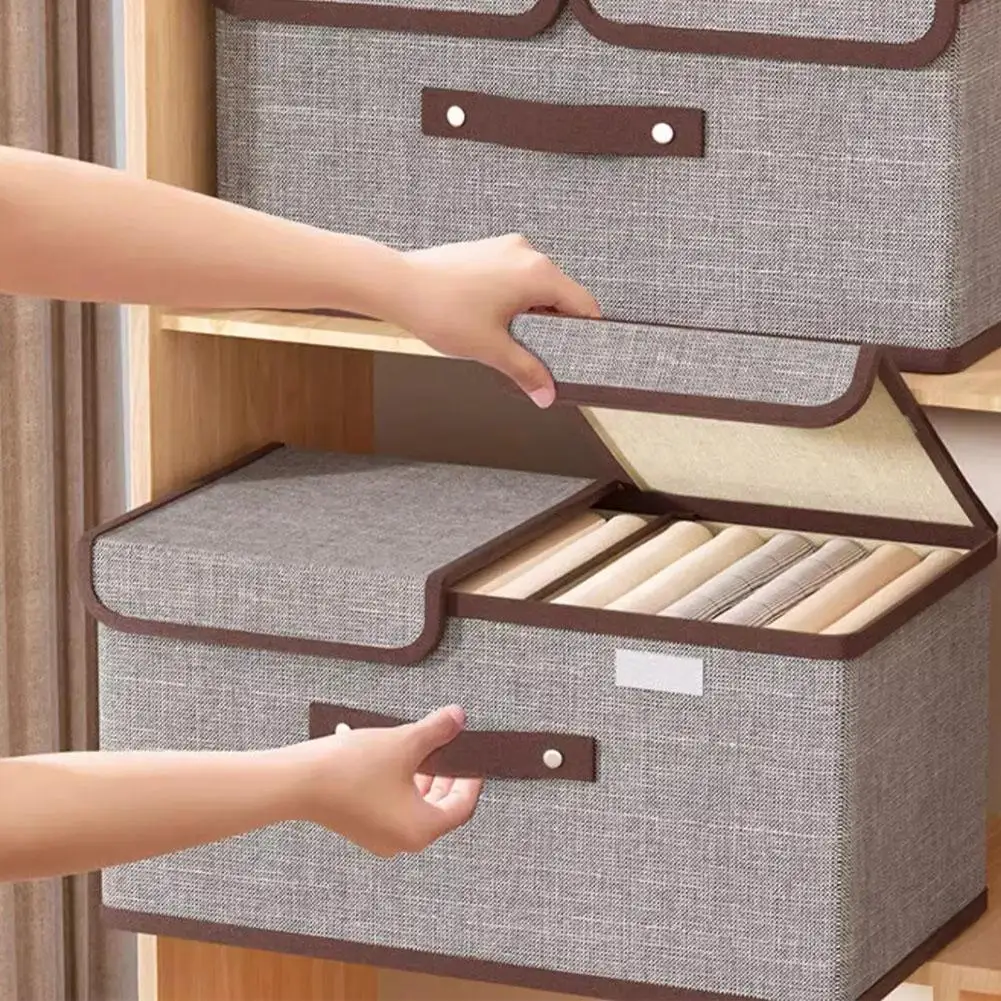غطاء مزدوج قابل للطي صندوق تخزين من القماش غير المنسوج صندوق متعدد الوظائف ملابس داخلية جورب لعبة منظم منزلي متنوع