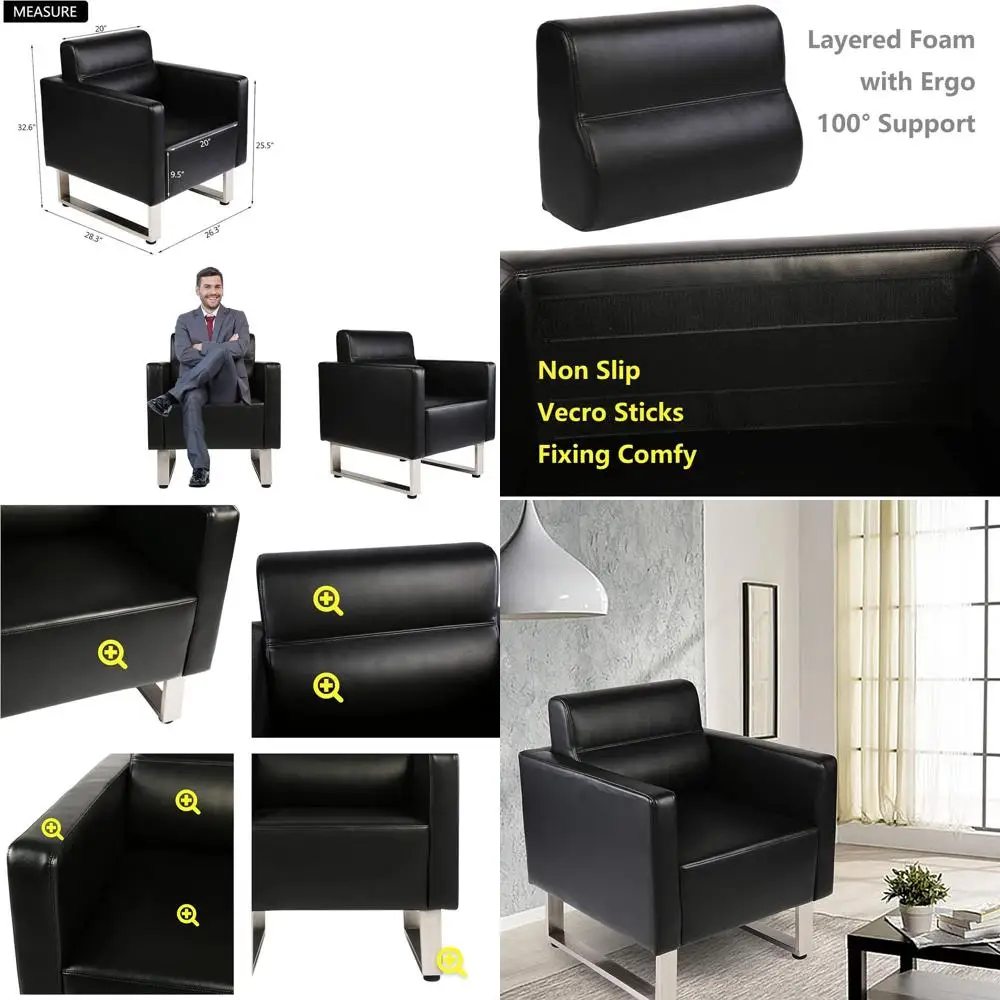 

Пара современных шезлонгов с обивкой из кожзаменителя, эргономичной опорой для комнат ожидания, гостиных и вестибюлей отелей.