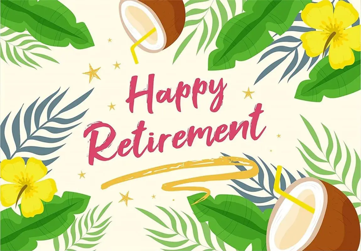 Happy Retirement Backdrop Banner Farewell Party Decorations Photography Background Summer Beach Sign Enjoy Photo Booth Props