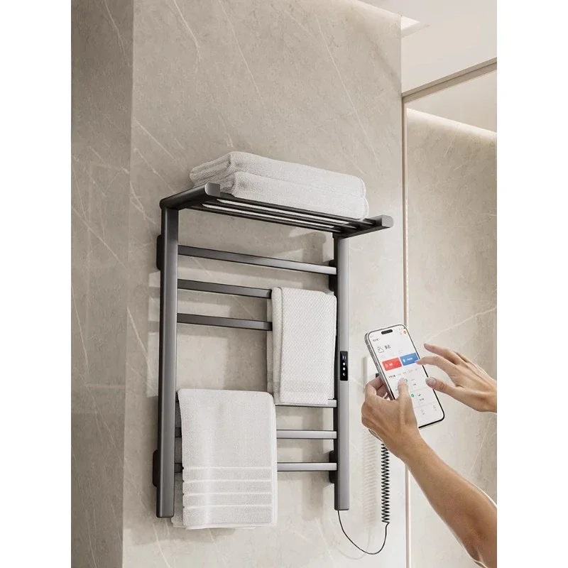 Smart Electric Towel Rack Waterproof Privacy Clothing Drying Bathroom App Control Towel Warmer Rack