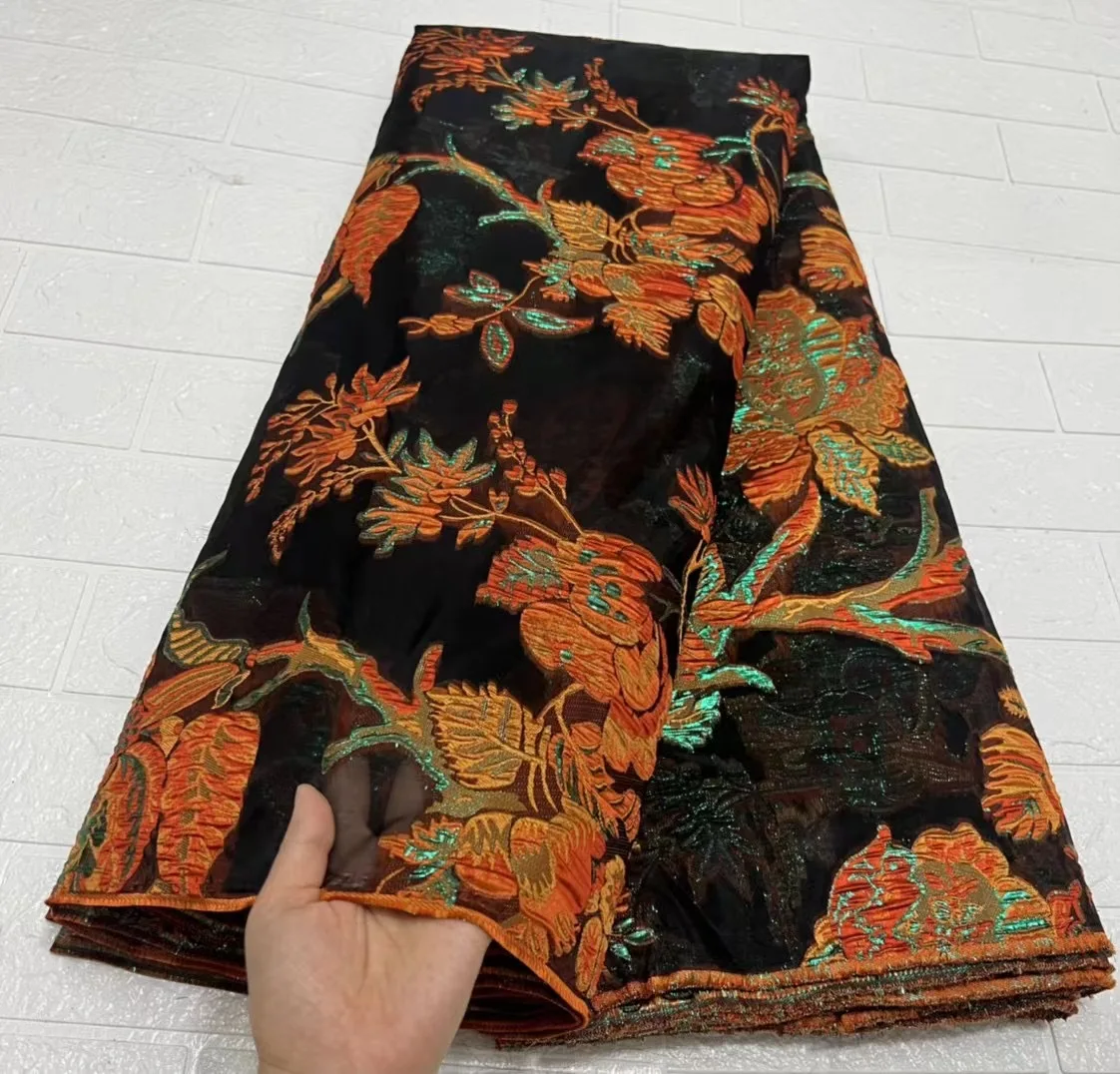 

African Nigerian Tulle Lace Fabric 2022 High Quality Organza Embroidery Guipure Party Gown Brocade Jacquard French TS1383
