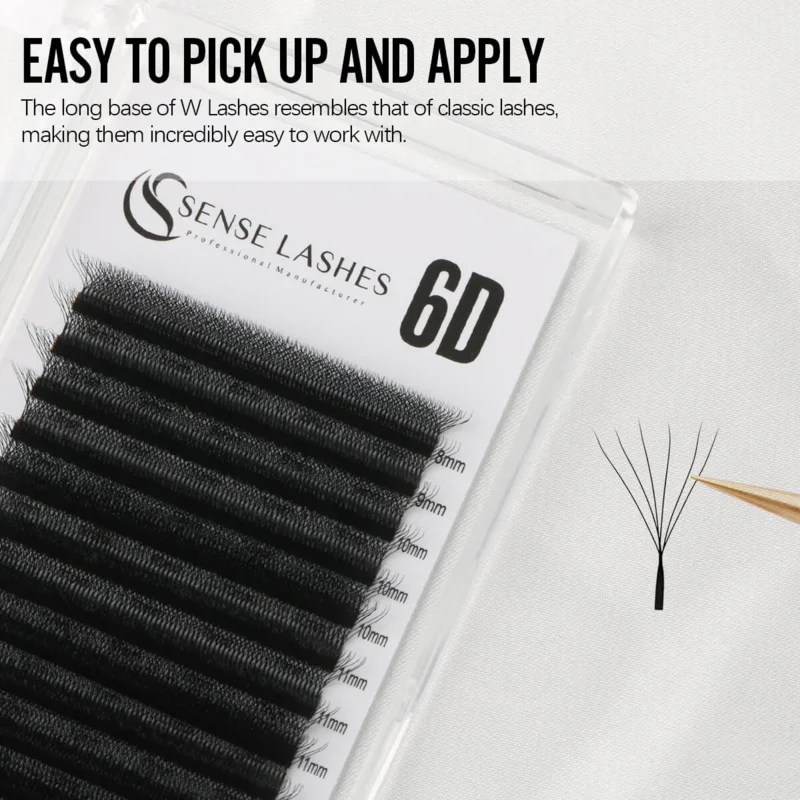 SENSE LASHES 6D W Shape Eyelash Premade Volume Fan Lashes Automatic Flowering Natural Soft Light Full Dense Eyelash Extensions