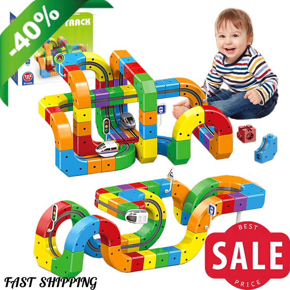 

Electric Train Set for Kids 3D Magic Flexible Race Tracks for Kids Race Car Track Easy to Detach and Store Toys