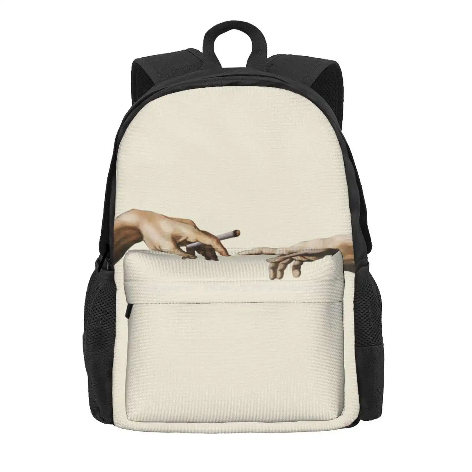 Joint Pass - The Creation Of Adam Hot Sale Schoolbag Backpack Fashion Bags Michelangelo Hands Touching The Creation Of Adam