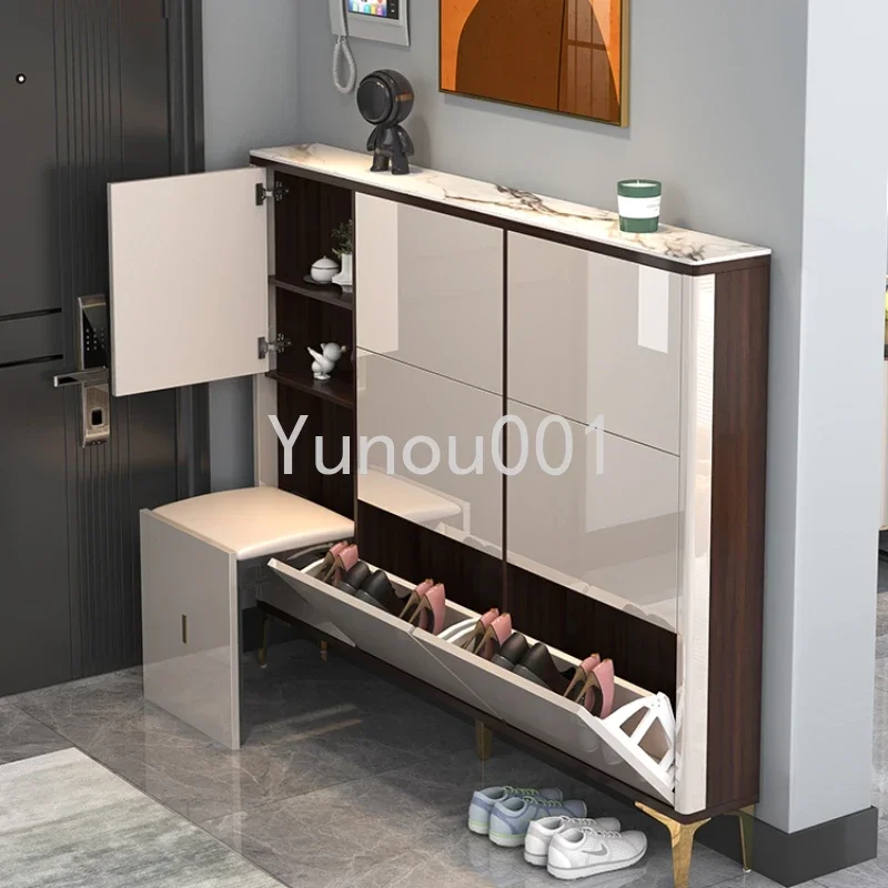 Light Luxury Ultra-thin Shoe Cabinet, Flip Bucket, Home, Doorstep, Stool Integration, 2022 New Popular Entrance