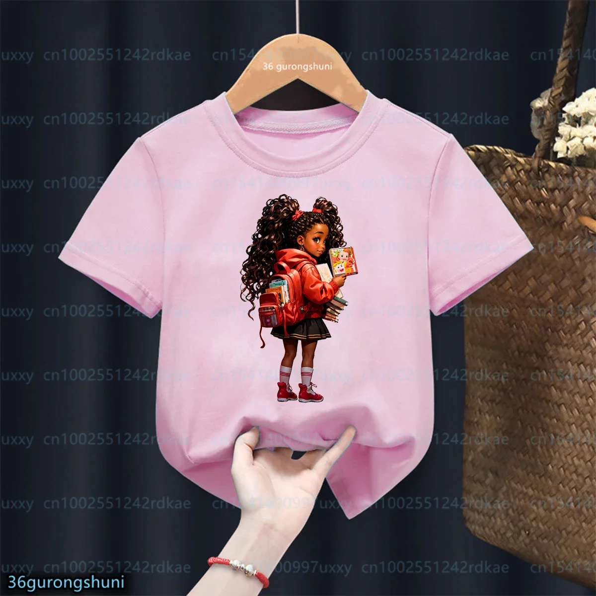 New Girls T-Shirt Funny African Black Girls Endorsement Bag Go To School  Print Magic Black Kids Tshirt Fashion Girls Clothes