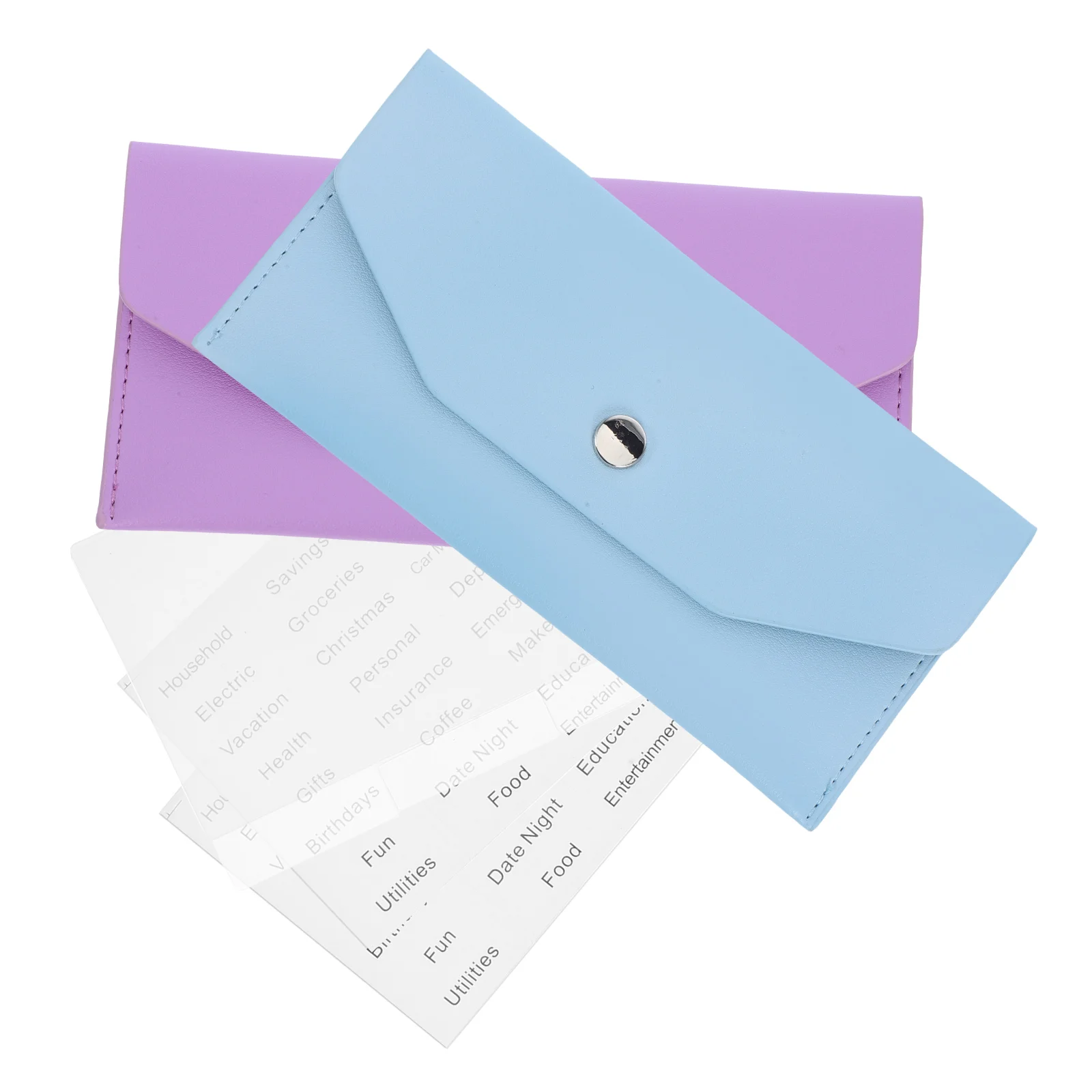 

8Pcs Cash Wallet Pu Budget Organizer Button Closure for Women Money Pouch Receipts Cards Holder