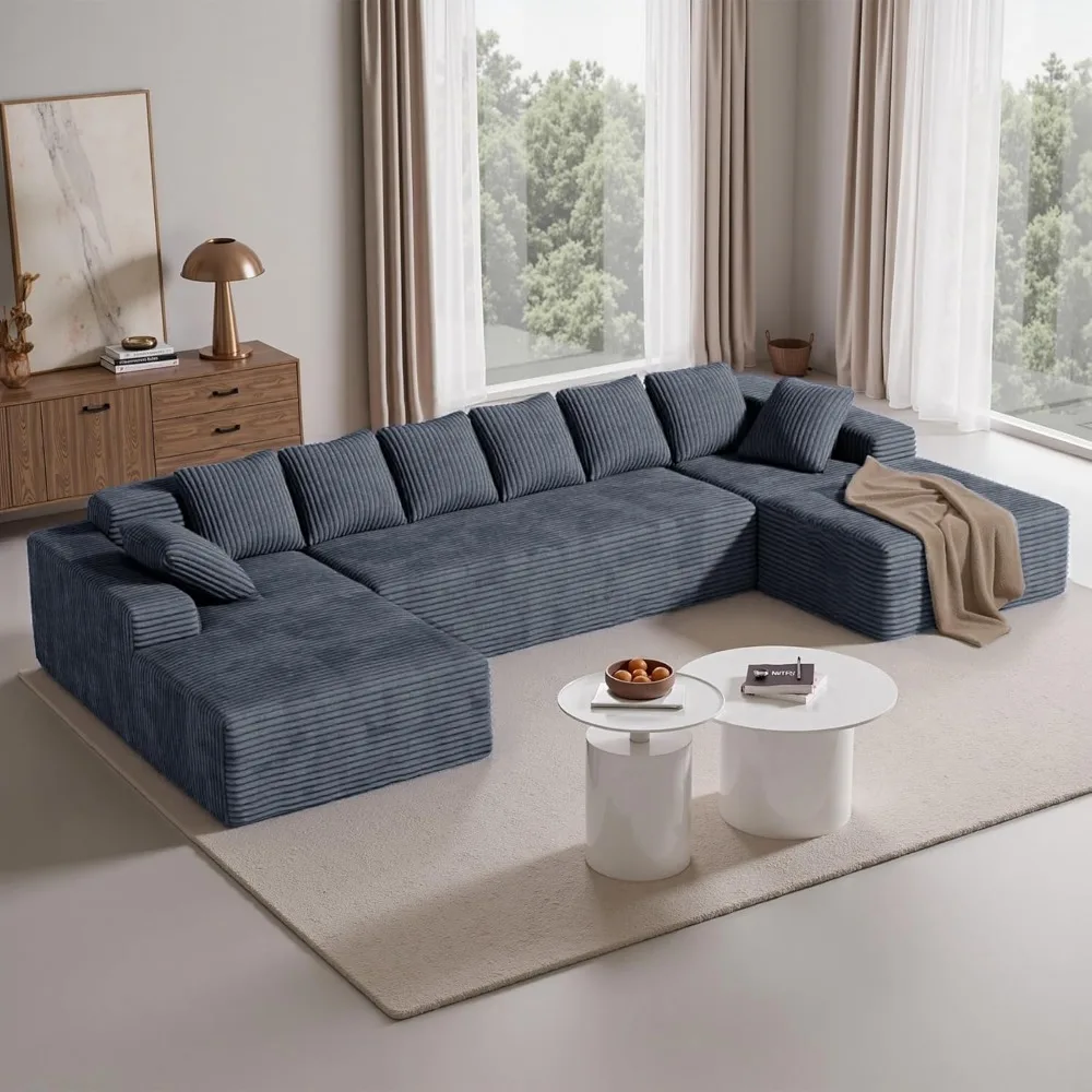 131'' Large Sectional Couches with Chaise Lounge, U-Shaped No Assembly Required Deep Seat Modular Cloud Sofa for Living Room 1PC