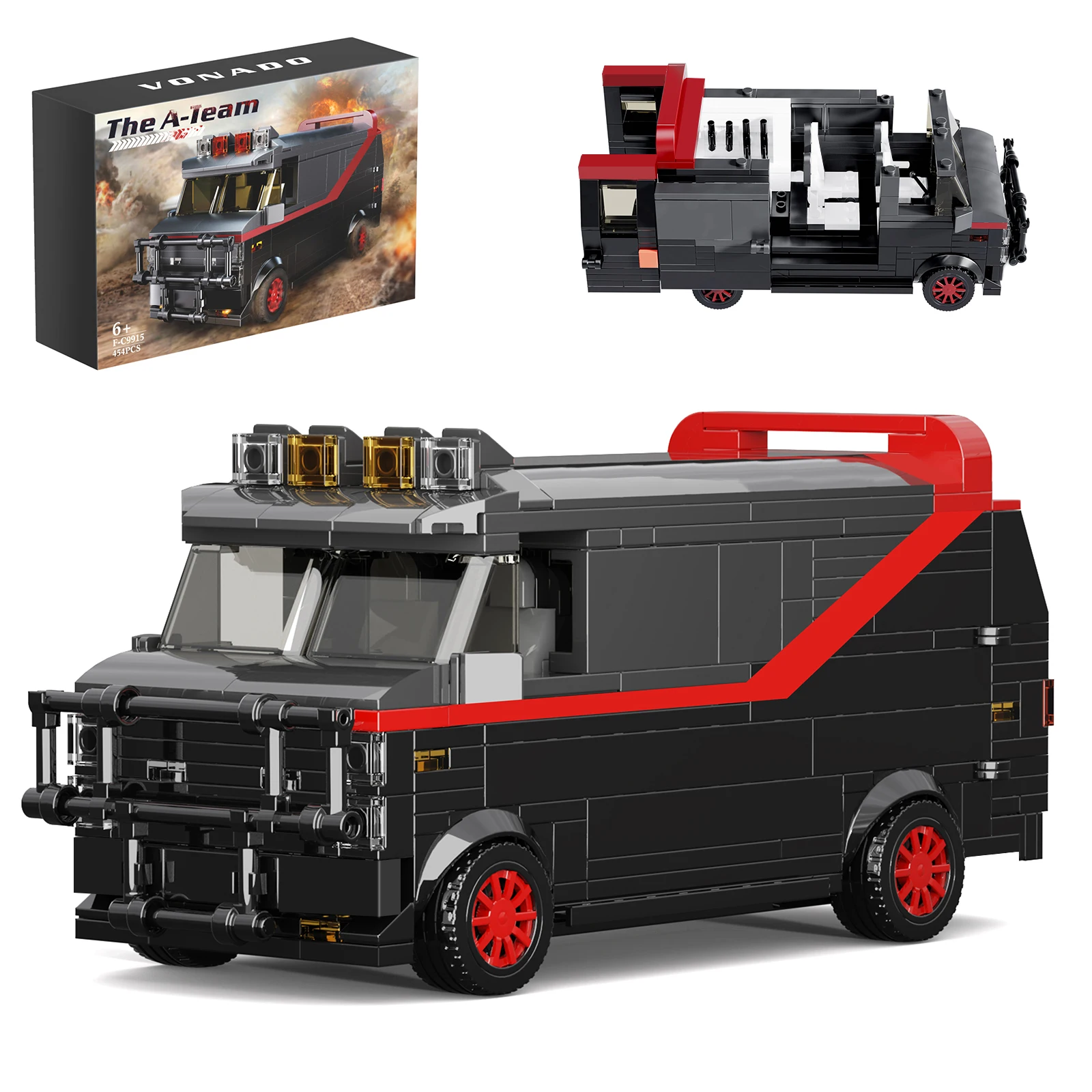 Retro Car A-Team Van Building Blocks Vehicle Truck  Lorry High-Tech Car Model Kit Toys Bricks Birthday Christmas Gift For Kids