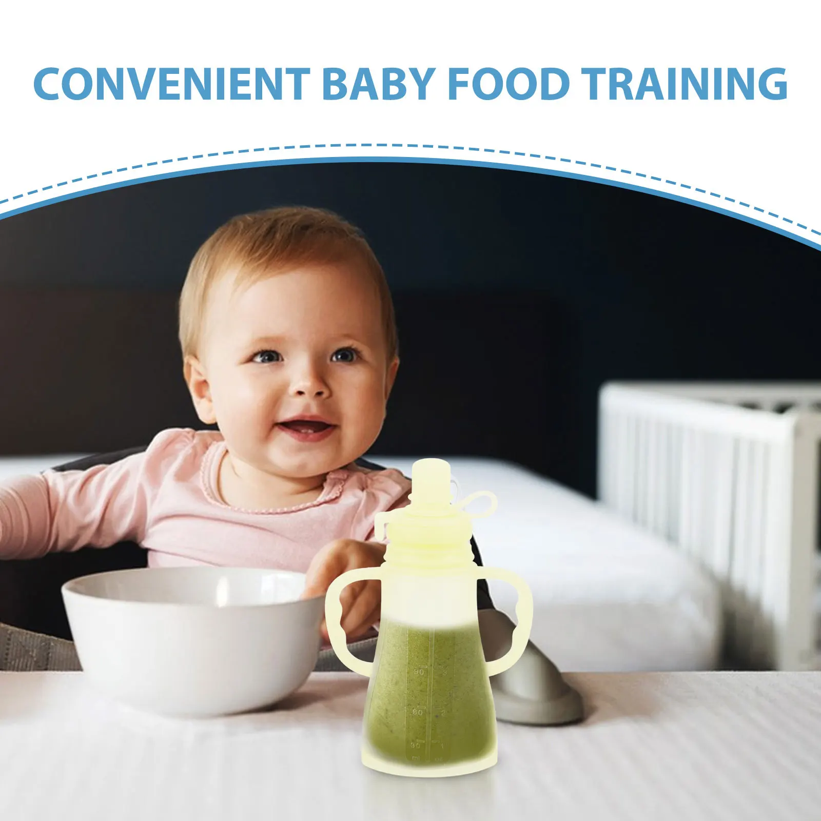 

Silicone Baby Food Pouches Reusable Refillable No Squeeze Pouch Holder Light Green Easy Clean Multifunctional Yogurt Breast