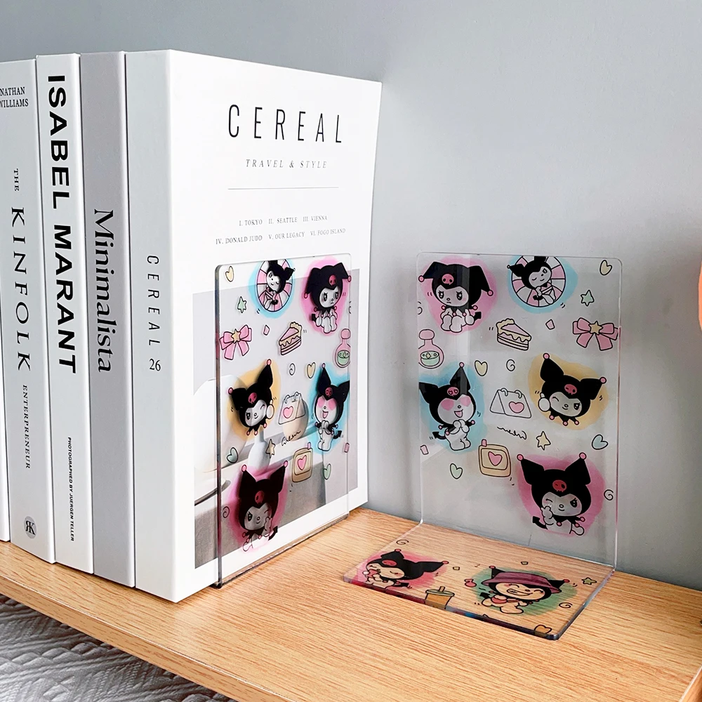 Kuromi Acrylic Bookends Transparency Book Ends Decoration Cute Cartoon Office Schoolroom Ornament