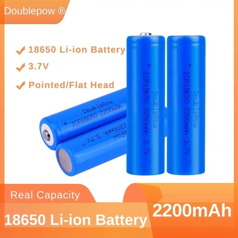 

DOUBLEPOW 2200mAh 18650 Rechargeable Lithium Ion Battery 100% New Original 3.7V Batteries Pack for Flashlight Mobile Power