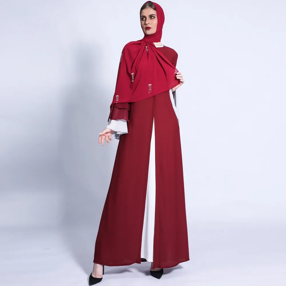 

New Flare Sleeve Chiffon Abayas For Women Muslim Dress Dubai Turkey Open Abaya Kimono Cardigan Islamic Clothing Ramadan Eid Robe