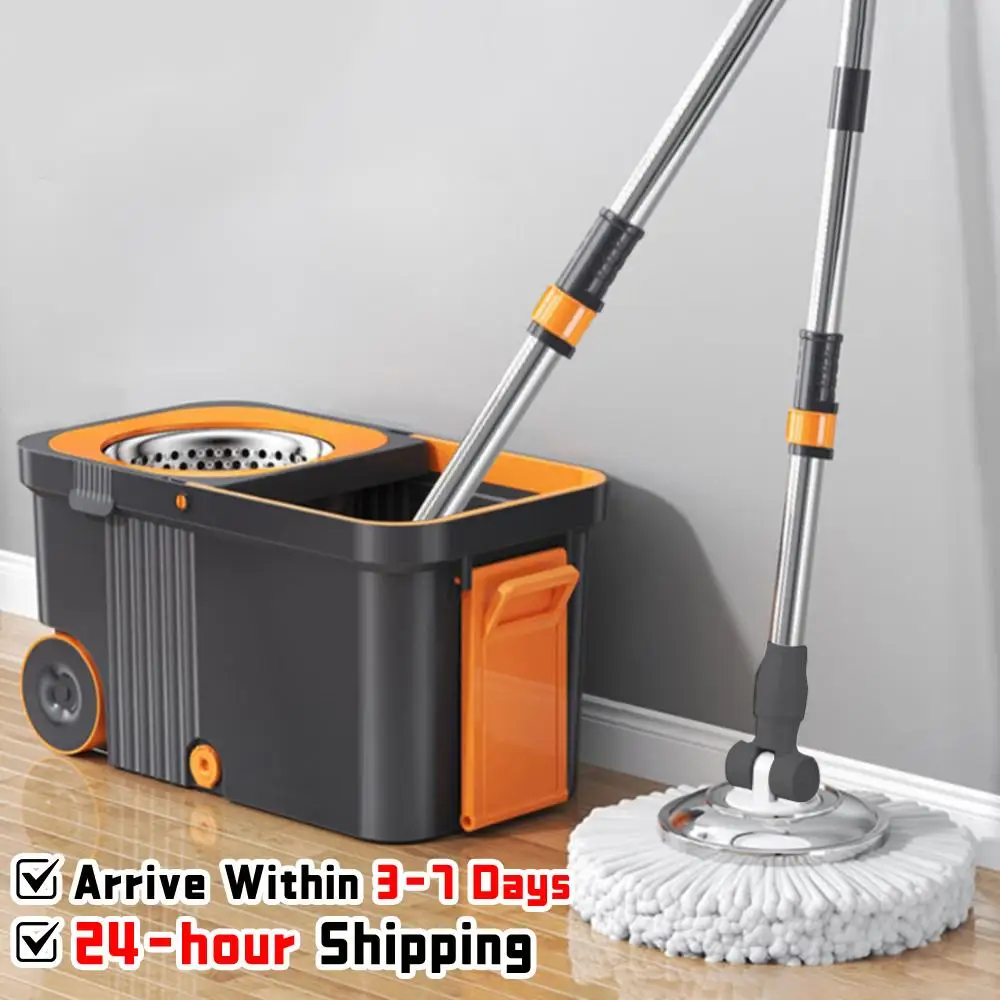 

Spin Mop Bucket with 6 Replacement Refills Household Cleaning Automatic Spin Mop Cleaning Spin Mop with Bucket for Home Cleaning