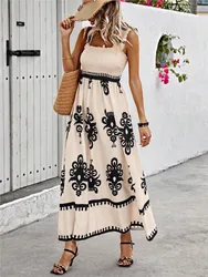 Summer Sexy Halter Beach Holiday Long Dresses For Women's Sundress Fashion Print Elastic Bust Simple Boho Elegant Party Dress