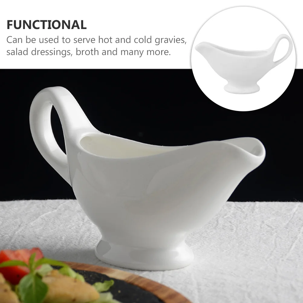 

1Pcs Premium Ceramic Sauce Boat Lightweight Gravy Sauce Container Portable for Home Restaurant Use Gravy Boats