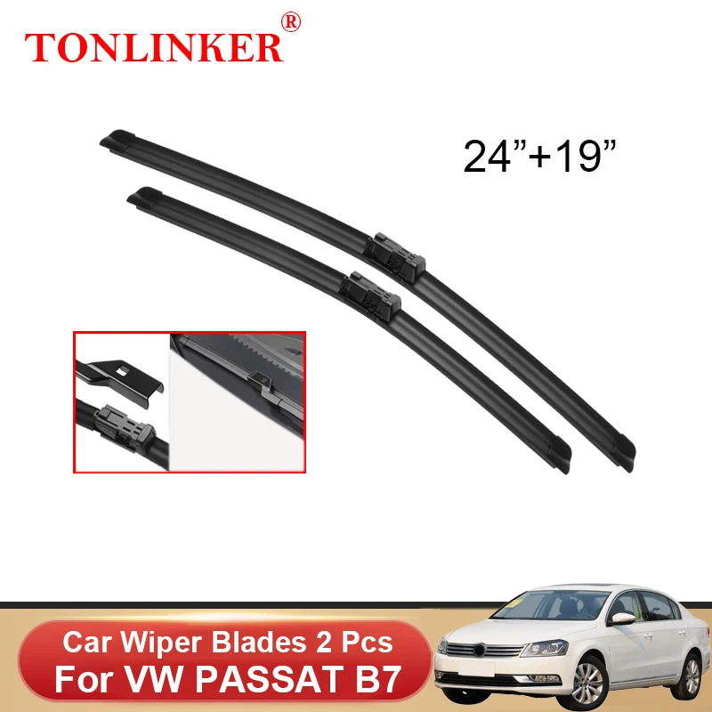 

TONLINKER Car Front Windscreen Wiper Blades For Volkswagen VW PASSAT B7 2010 2011-2015 Car Accessories Wiper Blade Brushes Goods