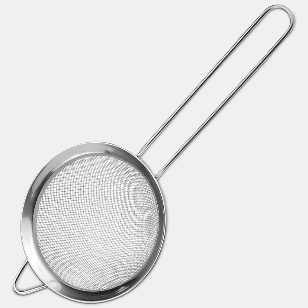 Fine Mesh Strainer for Kitchen Stainless Steel Tea Colander Long Handle Food Sifter Flour Sieve Baking Tool  20cm