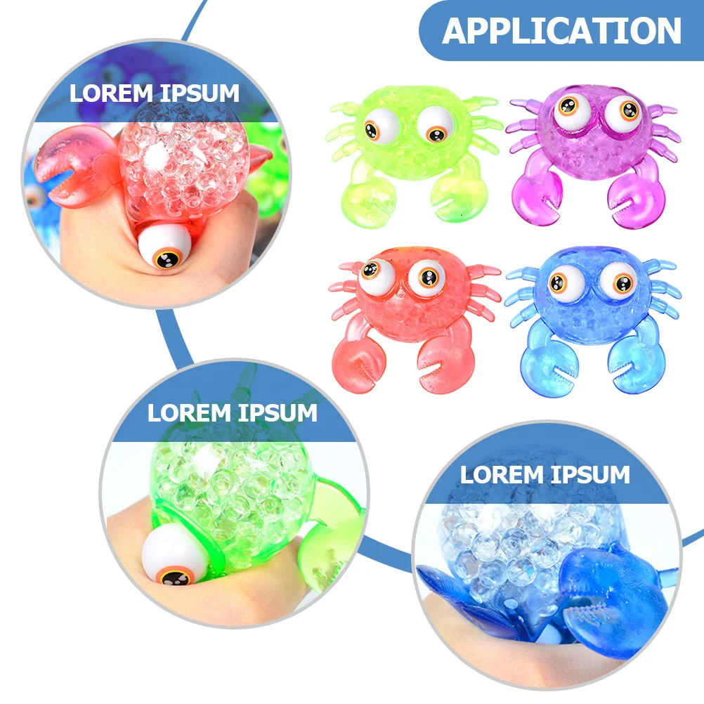 

4Pcs Lovely Crab Shaped Squeeze Stress Release Mood Booster Household Anxiety Toy Interesting Pressure Toy Kids Supplies