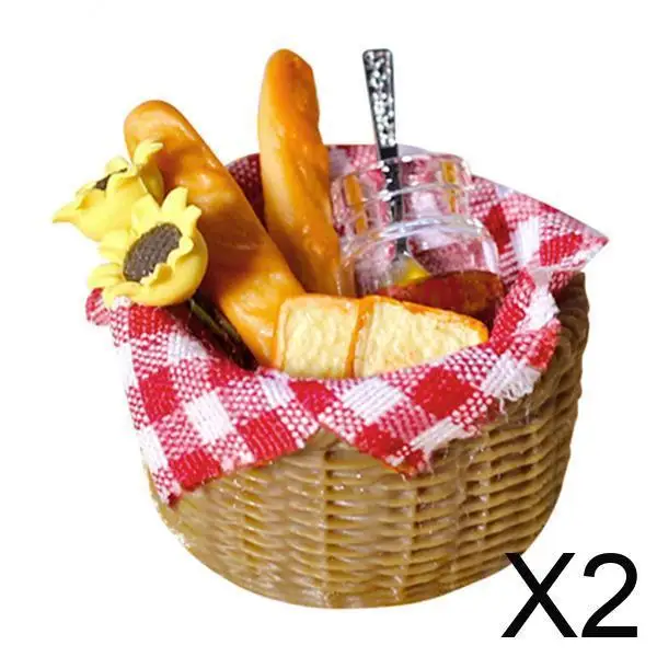 

Pretend Play Dollhouse Kitchen Bread Resin Food Basket Miniatures Furniture for Bakery Home Decor