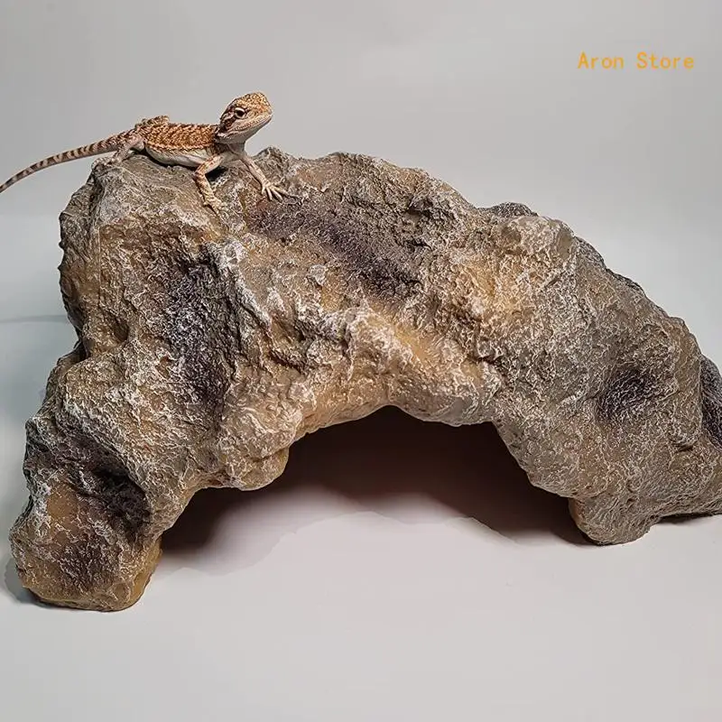 Rock Hideout Habitat Decoration Resin Cave for Small Amphibians Iguanas H3CF