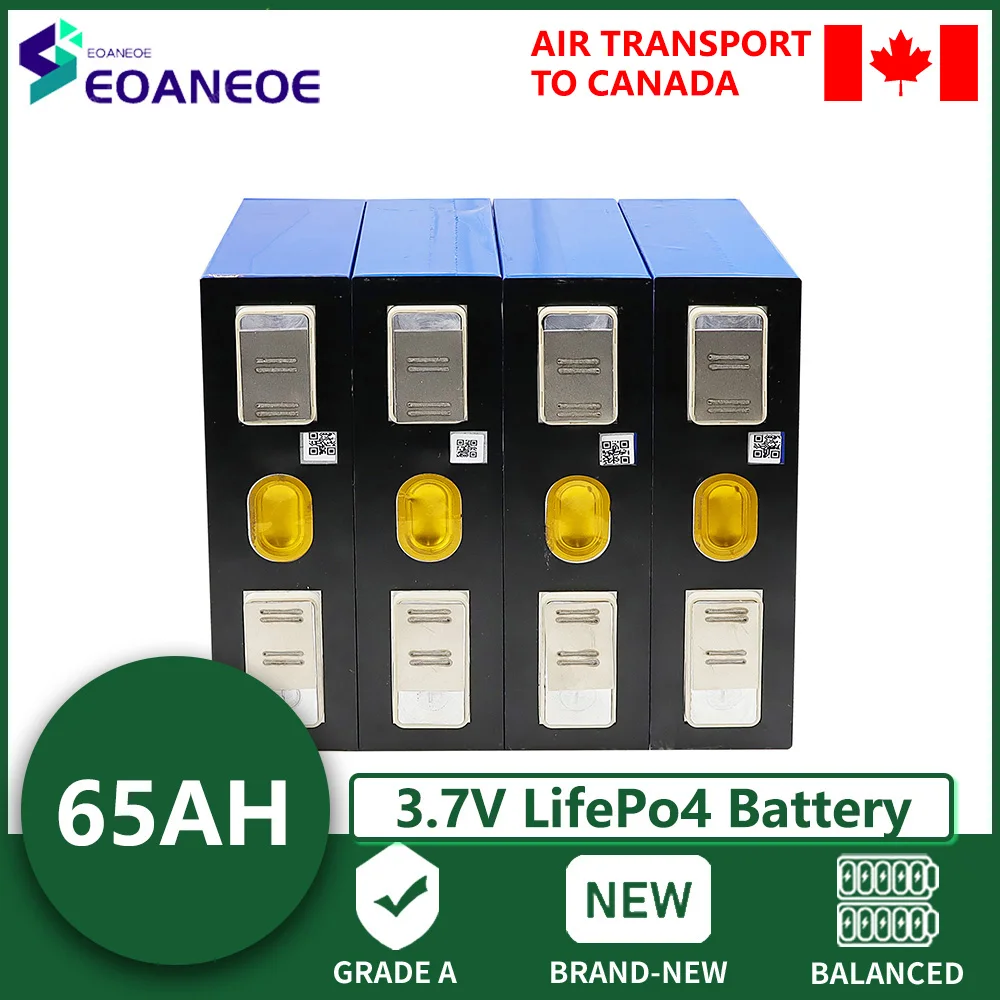 1-32PCS 3.7V 65AH Lifepo4 Battery Pack Lithium Iron Phosphate Prismatic Cell Pack 12V 24V 48V For EV RV Forklift Boat Golf Cart