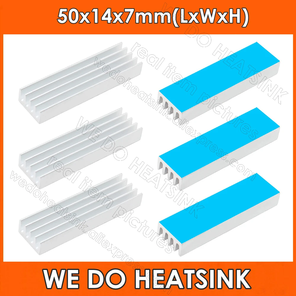 

Wholesale 50x14x7mm Rectangle DIP Aluminum Heatsink Cooler Radiator With Thermal Conductive Heat Transfer Adhesive Pad