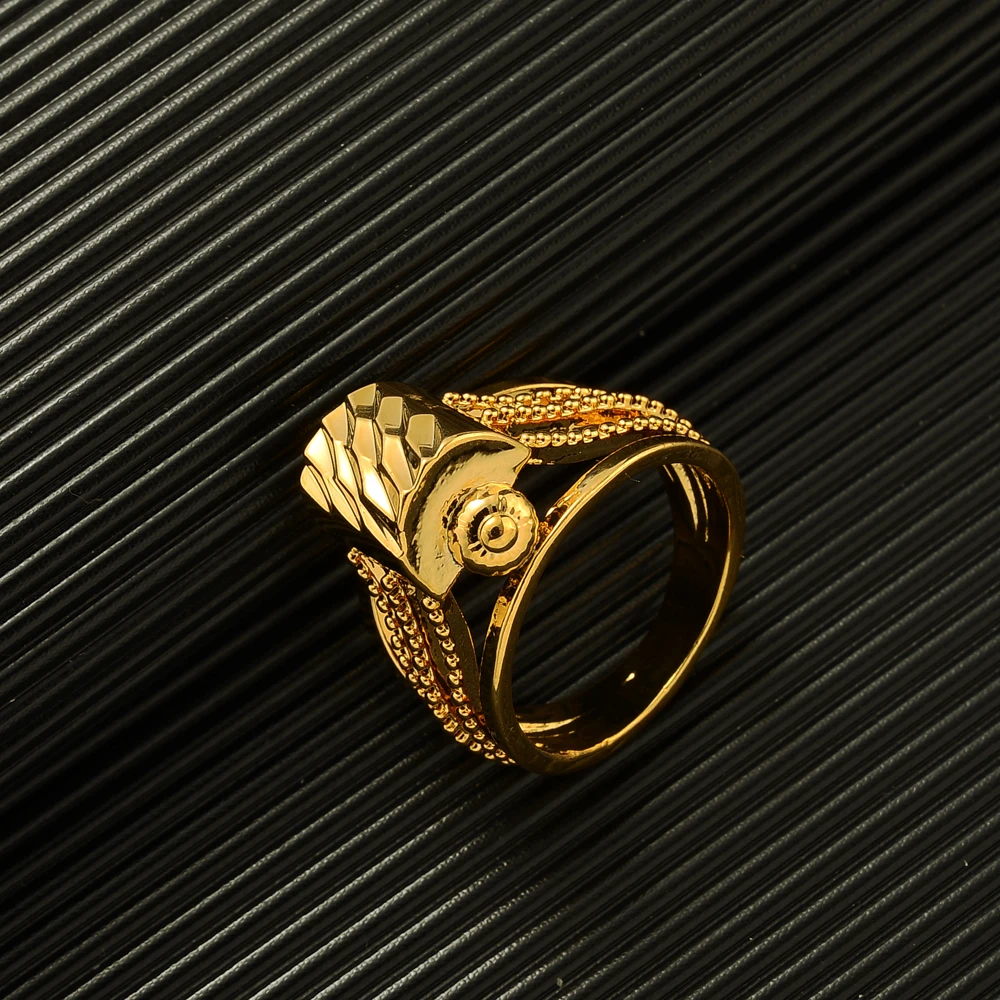 24k Round Ring For Women Gold Color Finger Ring Exquisite Design Ethiopian/African/Nigerian/Israel for Women Girls Gifts