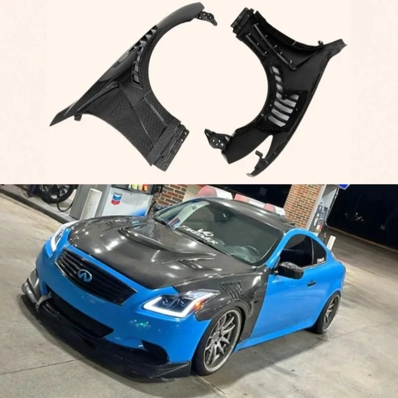 For INFINITI G37 Coupe 2008-2013 Half Carbon Fiber Front Vented Fender Leaf Board Body Kit Part Upgrade Modified Car Accessories