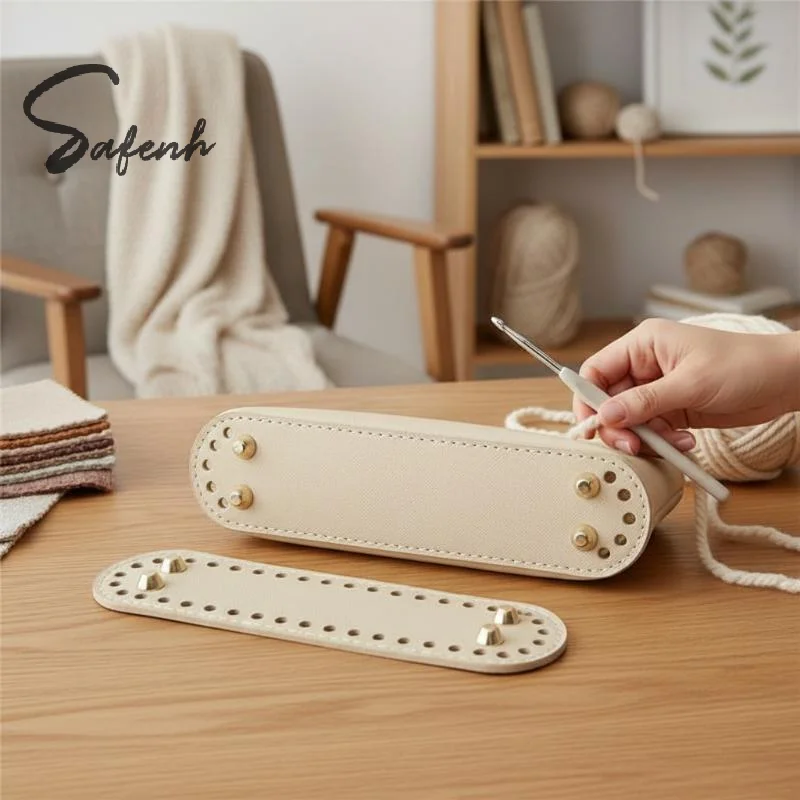 1pc Oval Bottom PU Leather Bag Base With Holes For DIY Home Decoration Handmade Knitted Bag Crochet Bag Bottom Accessories