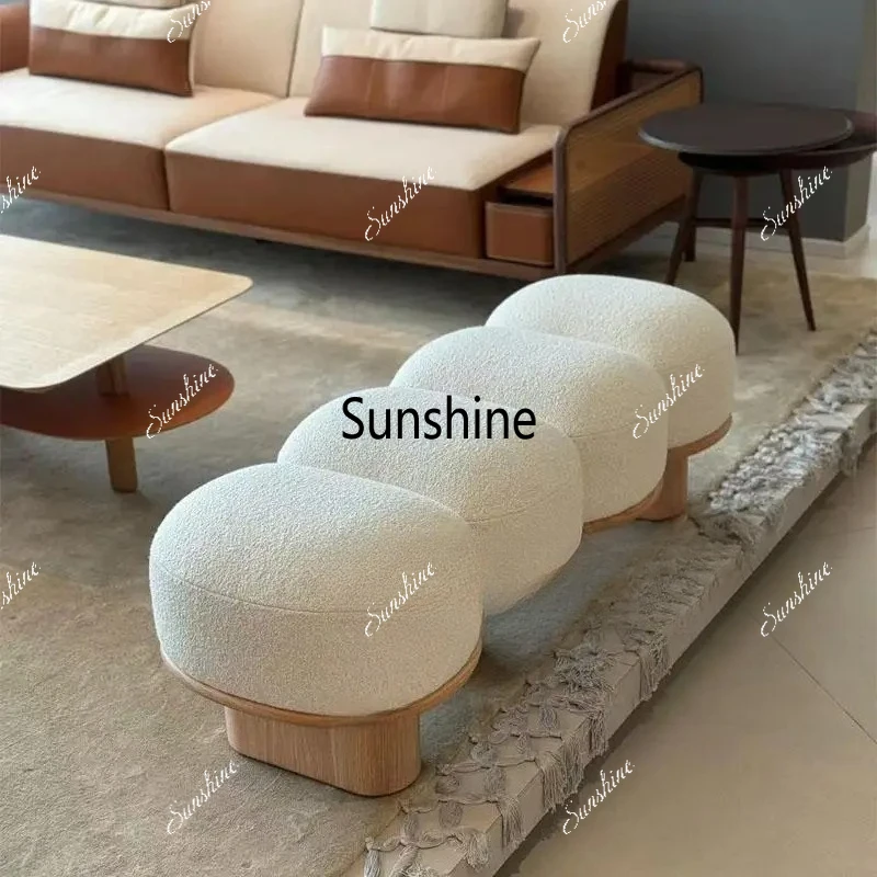 

Modern Wooden Foot Stool Cream Interior Cute Creative Aesthetic Designer Makeup Step Stool Floor Tabouret Postmodern