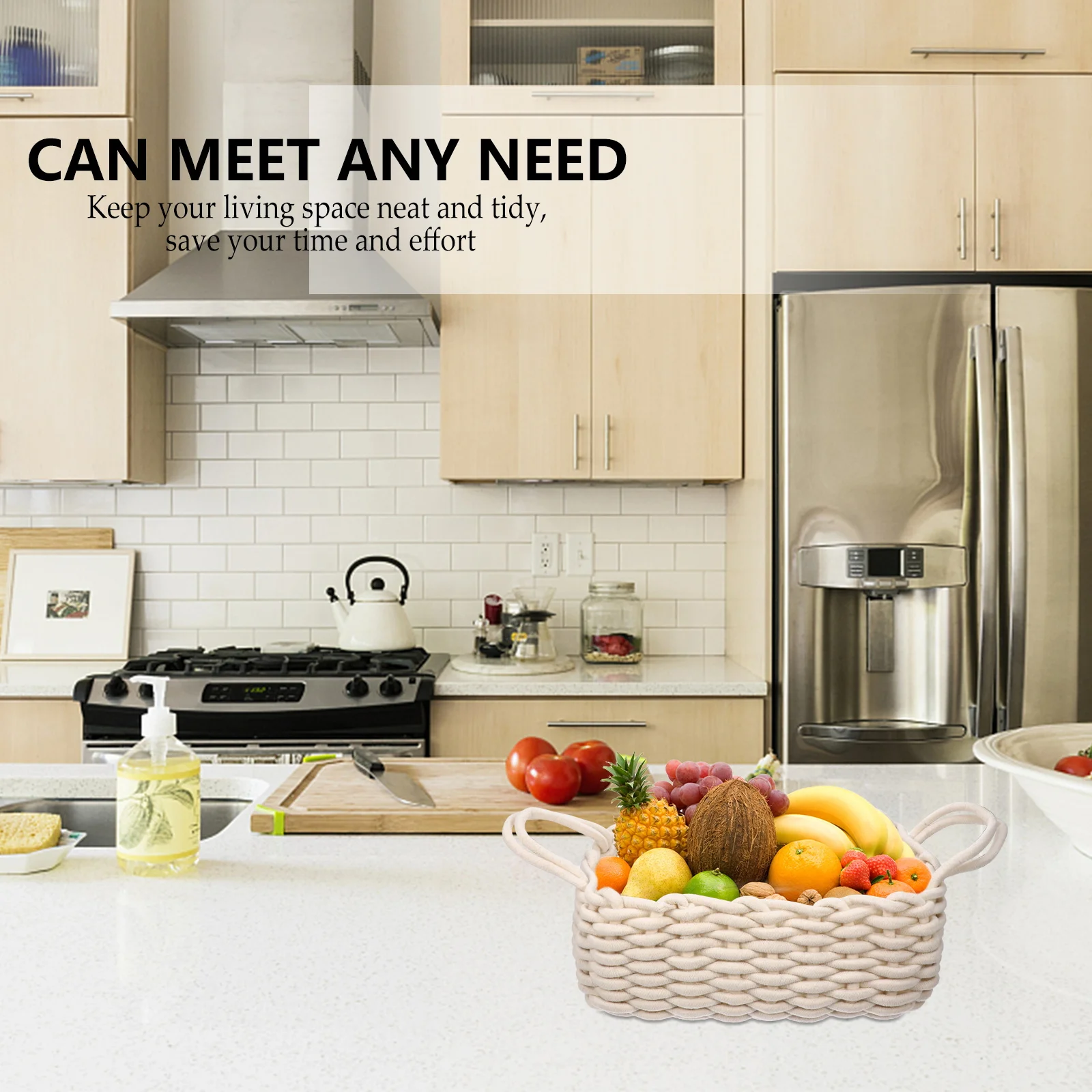 

Cotton Storage Basket Decorative Organizer Home Storage Bin for Clothing Accessories Paperwork Tabletop Sundries Basket