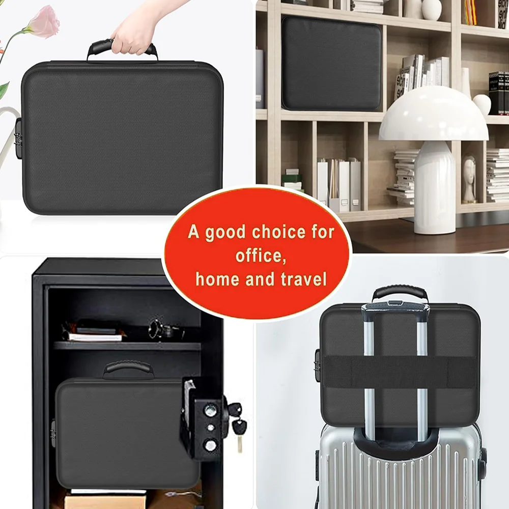 Lockable Fireproof File Bag, Upgraded Insulated Fireproof Waterproof Box 8-Layer File Organizer, Portable Home Travel