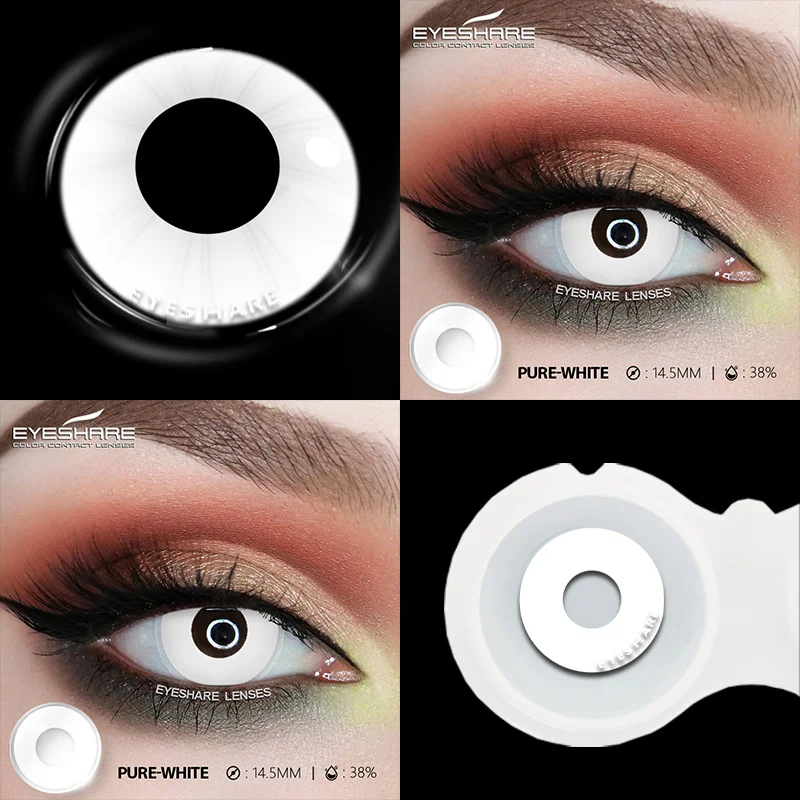 EYESHARE 1pair Cosplay Color Contact Lenses for Eyes Crazy White Lenses Anime Black Lenses Halloween Beauty Makeup Lens Yearly