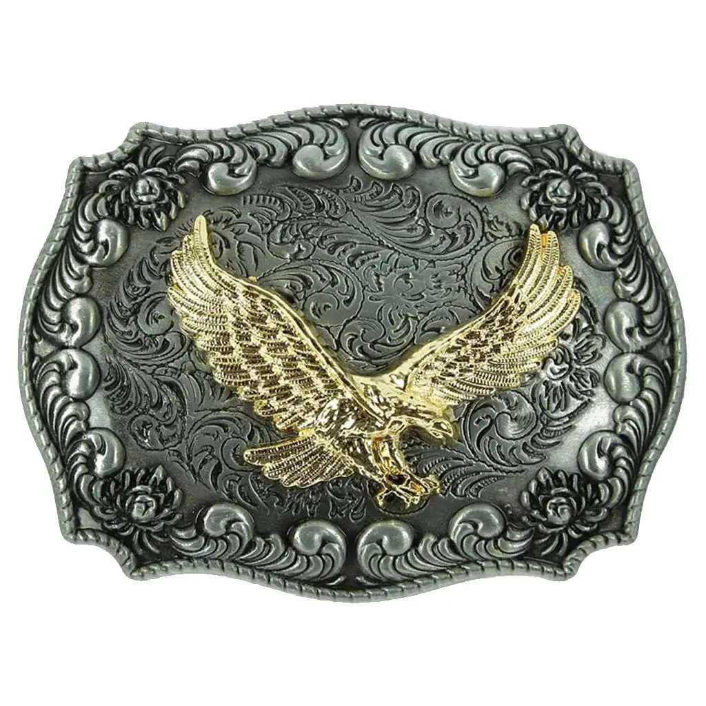 Gouden stijgende reliëf adelaar gesp Western Cowboy riem gesp met Tang gras patroon